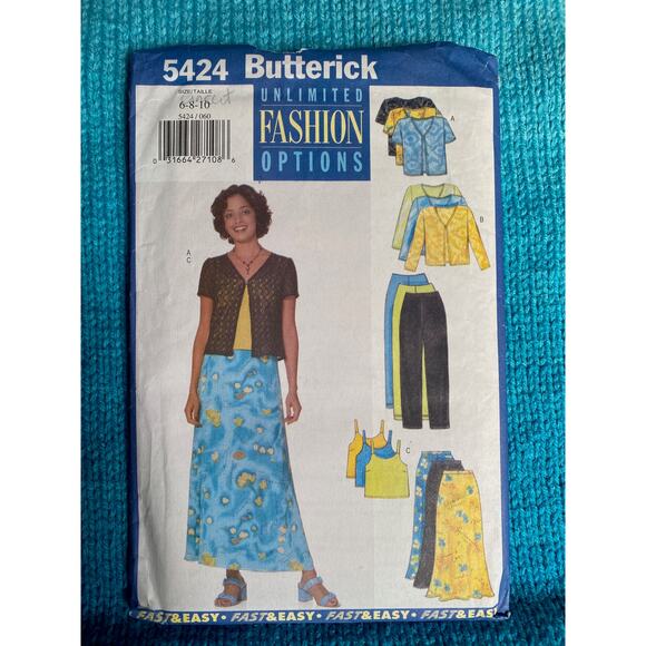 Butterick 5424 skirt top pants pattern - Picture 1 of 7